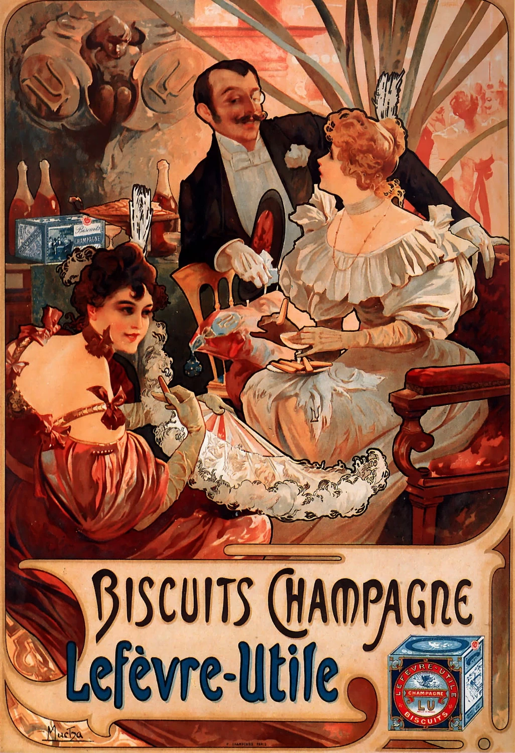 Alfons Mucha - Biscuits Champagne, Lefèvre, Utile, 1896